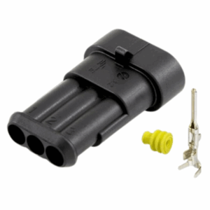 KIT CONECTOR SUPERSEAL MACHO 3 VIAS COM TERMINAIS E BORRACHA AMP 1.5