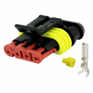 KIT CONECTOR SUPERSEAL FEMEA 4 VIAS COM TERMINAIS E BORRACHA AMP 1.5