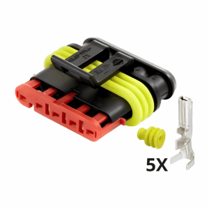 KIT CONECTOR SUPERSEAL FEMEA 5 VIAS COM TERMINAIS E BORRACHA AMP 1.5