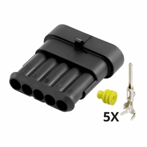KIT CONECTOR SUPERSEAL MACHO 5 VIAS COM TERMINAIS E BORRACHA AMP 1.5