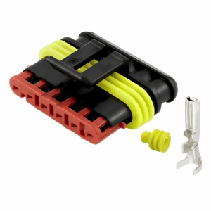 KIT CONECTOR SUPERSEAL FEMEA 6 VIAS COM TERMINAIS E BORRACHA AMP 1.5