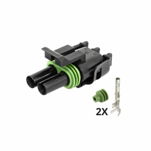 KIT CONECTOR DELPHI FEMEA 2 VIAS COM TERMINAIS E BORRACHA
