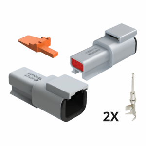 KIT CONECTOR DTM 2 VIAS MACHO COM TERMINAIS