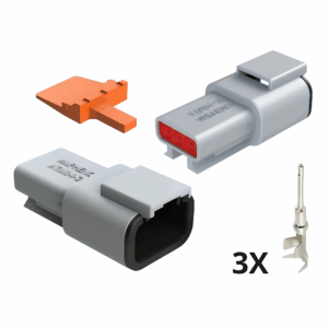 KIT CONECTOR DTM 3 VIAS MACHO COM TERMINAIS