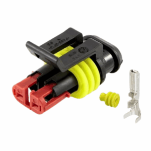 KIT CONECTOR SUPERSEAL FEMEA 2 VIAS COM TERMINAIS E BORRACHA AMP 1.5