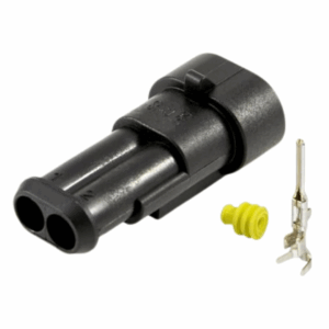 KIT CONECTOR SUPERSEAL MACHO 2 VIAS COM TERMINAIS E BORRACHA AMP 1.5