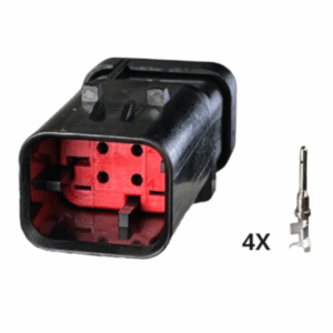 KIT CONECTOR 4 VIAS VERMELHO TRATORES E MAQUINARIAS AGRÍCOLAS MACHO
