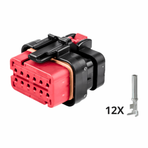 KIT CONECTOR 12 VIAS VERMELHO TRATORES E MAQUINARIAS AGRÍCOLAS FEMEA