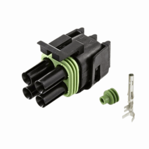 KIT CONECTOR DELPHI FEMEA 4 VIAS COM TERMINAIS E BORRACHA QUADRANGULAR