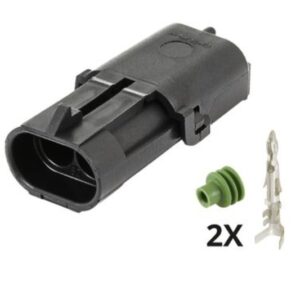 KIT CONECTOR DELPHI MACHO 2 VIAS COM TERMINAIS E BORRACHA