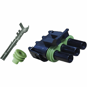 KIT CONECTOR DELPHI FEMEA 3 VIAS COM TERMINAIS E BORRACHA