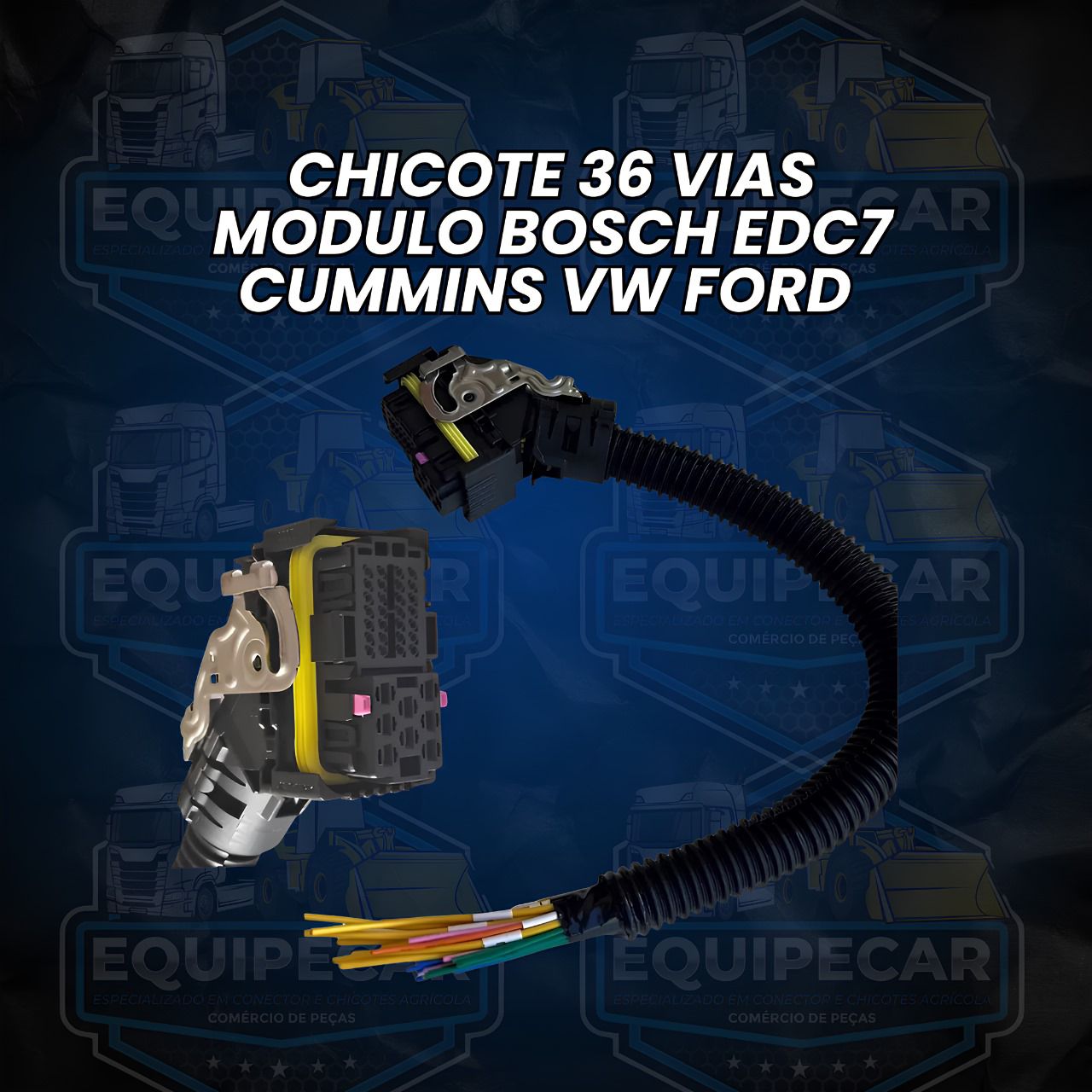 KIT 3 CHICOTE CONECTOR 89/36/16 VIAS MODULO BOSCH EDC7 CUMMINS VW FORD CUMMINS - Imagem 3